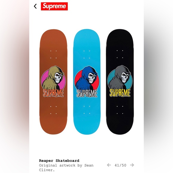SUPREME Authentic NEW Reaper skateboard deck w/Sean Cliver artwork, plus sticker - Picture 11 of 14
